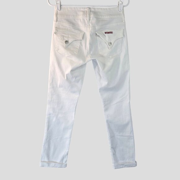 Hudson Denim - Hudson Collin Skinny Jeans Flap Pocket Mid Rise White Stretch Denim Size 26